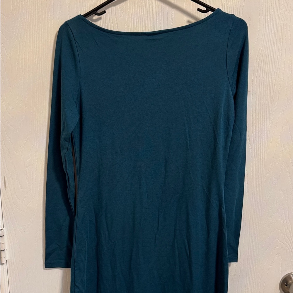 NWT  Wild Fable Medium teal‎ green sheath dress scoop neck long sleeves soft - Picture 8 of 9